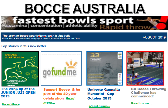 Bocce Australia – eNews August 2019