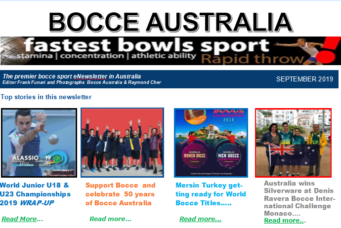 Bocce Australia – eNews September 2019